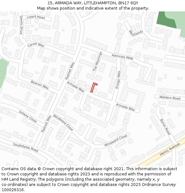 15, ARMADA WAY, LITTLEHAMPTON, BN17 6QY: Location map and indicative extent of plot