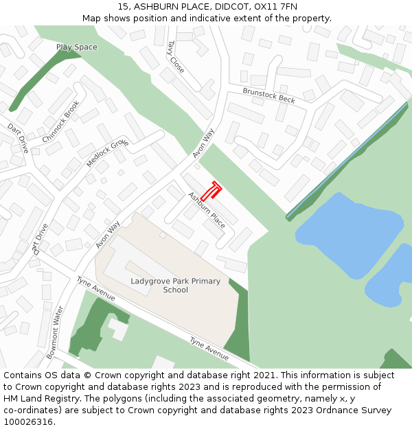 15, ASHBURN PLACE, DIDCOT, OX11 7FN: Location map and indicative extent of plot