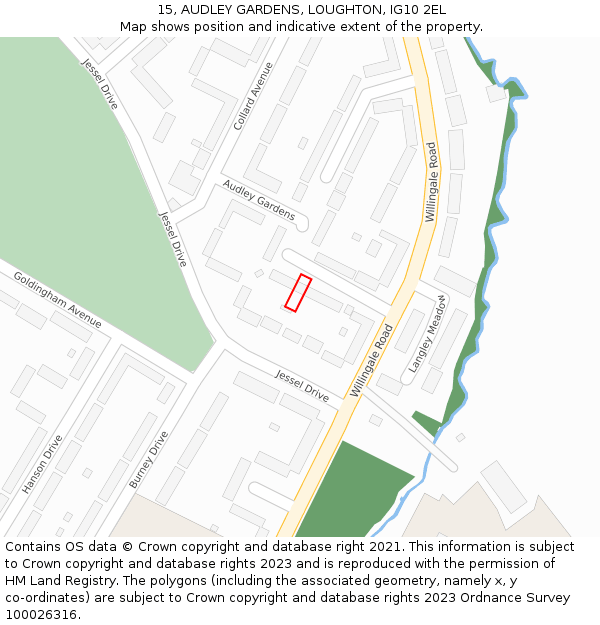 15, AUDLEY GARDENS, LOUGHTON, IG10 2EL: Location map and indicative extent of plot