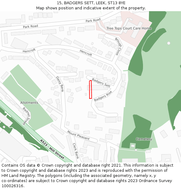 15, BADGERS SETT, LEEK, ST13 8YE: Location map and indicative extent of plot