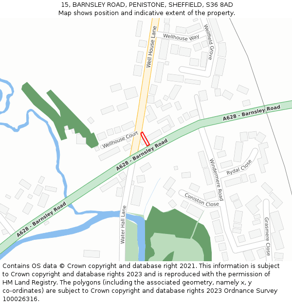 15, BARNSLEY ROAD, PENISTONE, SHEFFIELD, S36 8AD: Location map and indicative extent of plot