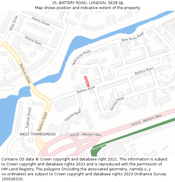 15, BATTERY ROAD, LONDON, SE28 0JL: Location map and indicative extent of plot