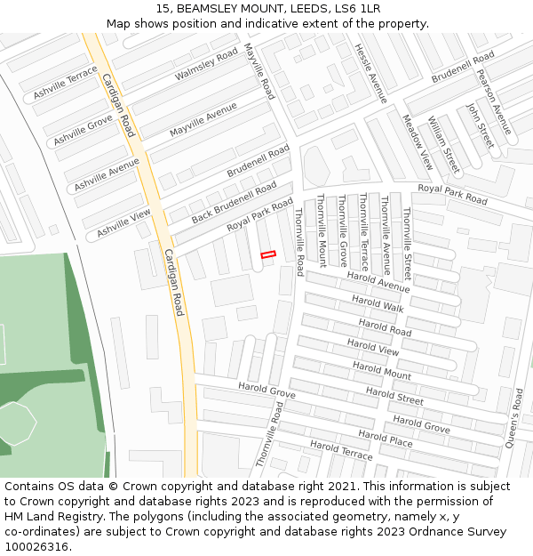 15, BEAMSLEY MOUNT, LEEDS, LS6 1LR: Location map and indicative extent of plot