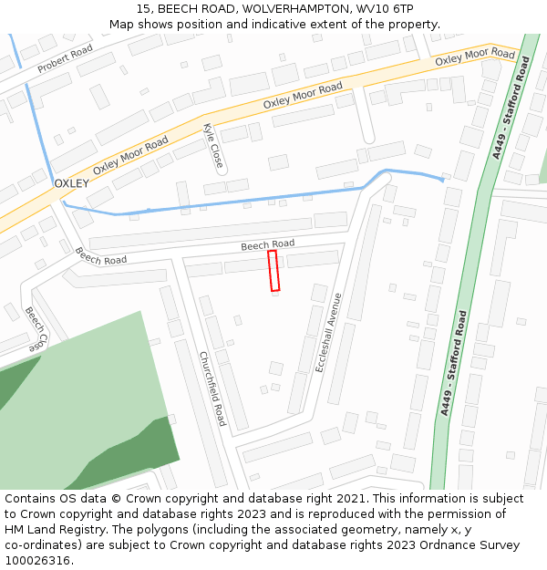 15, BEECH ROAD, WOLVERHAMPTON, WV10 6TP: Location map and indicative extent of plot
