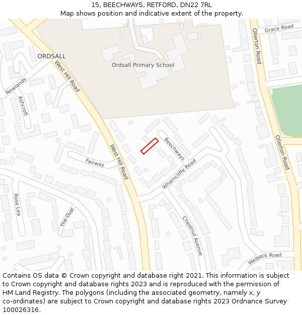 15, BEECHWAYS, RETFORD, DN22 7RL: Location map and indicative extent of plot