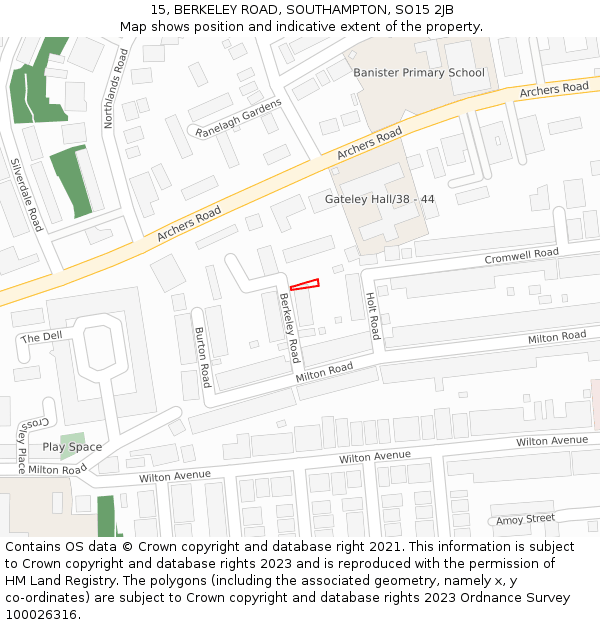 15, BERKELEY ROAD, SOUTHAMPTON, SO15 2JB: Location map and indicative extent of plot