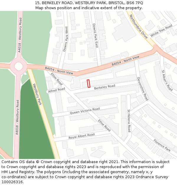 15, BERKELEY ROAD, WESTBURY PARK, BRISTOL, BS6 7PQ: Location map and indicative extent of plot