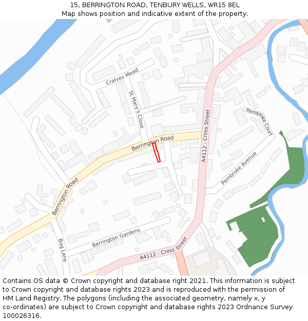 15, BERRINGTON ROAD, TENBURY WELLS, WR15 8EL: Location map and indicative extent of plot