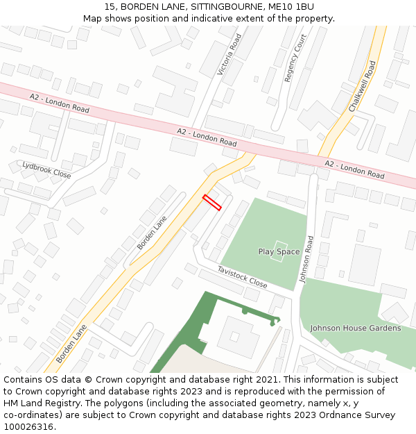 15, BORDEN LANE, SITTINGBOURNE, ME10 1BU: Location map and indicative extent of plot