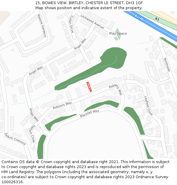 15, BOWES VIEW, BIRTLEY, CHESTER LE STREET, DH3 1GF: Location map and indicative extent of plot