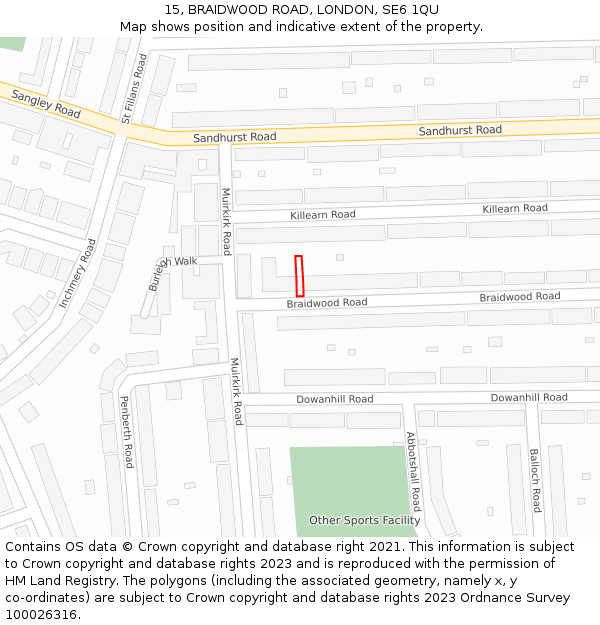 15, BRAIDWOOD ROAD, LONDON, SE6 1QU: Location map and indicative extent of plot