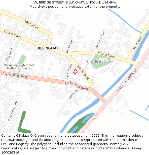 15, BRIDGE STREET, BILLINGHAY, LINCOLN, LN4 4HW: Location map and indicative extent of plot
