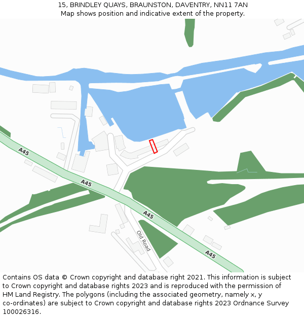 15, BRINDLEY QUAYS, BRAUNSTON, DAVENTRY, NN11 7AN: Location map and indicative extent of plot