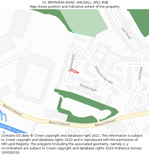15, BRITANNIA ROAD, WALSALL, WS1 4NB: Location map and indicative extent of plot