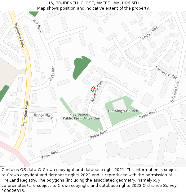 15, BRUDENELL CLOSE, AMERSHAM, HP6 6FH: Location map and indicative extent of plot