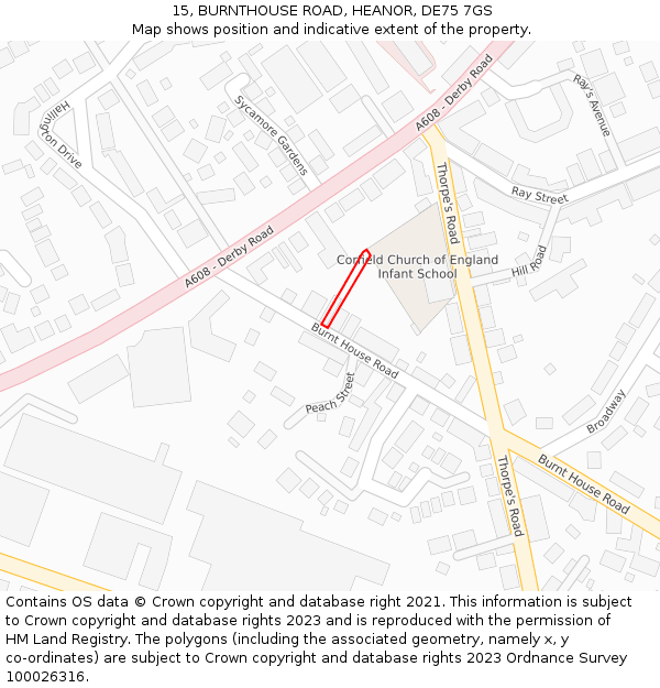 15, BURNTHOUSE ROAD, HEANOR, DE75 7GS: Location map and indicative extent of plot