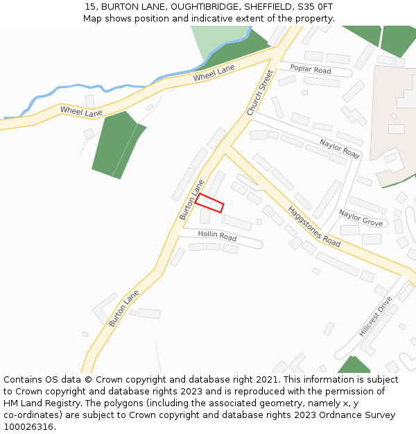 15, BURTON LANE, OUGHTIBRIDGE, SHEFFIELD, S35 0FT: Location map and indicative extent of plot