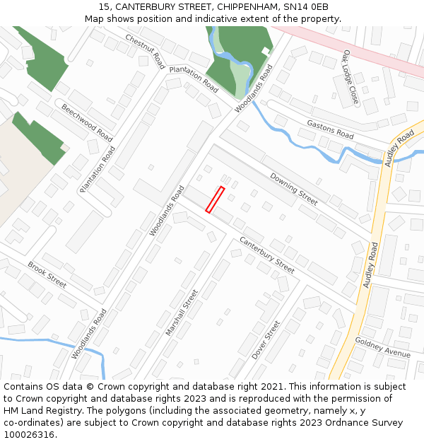 15, CANTERBURY STREET, CHIPPENHAM, SN14 0EB: Location map and indicative extent of plot