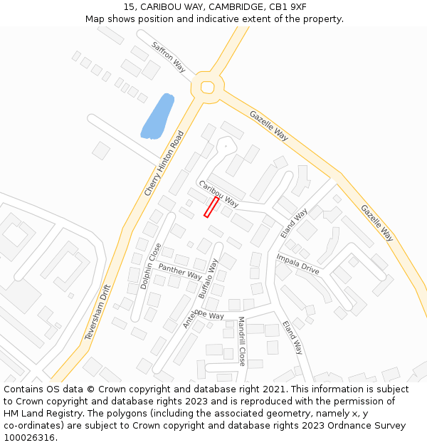 15, CARIBOU WAY, CAMBRIDGE, CB1 9XF: Location map and indicative extent of plot