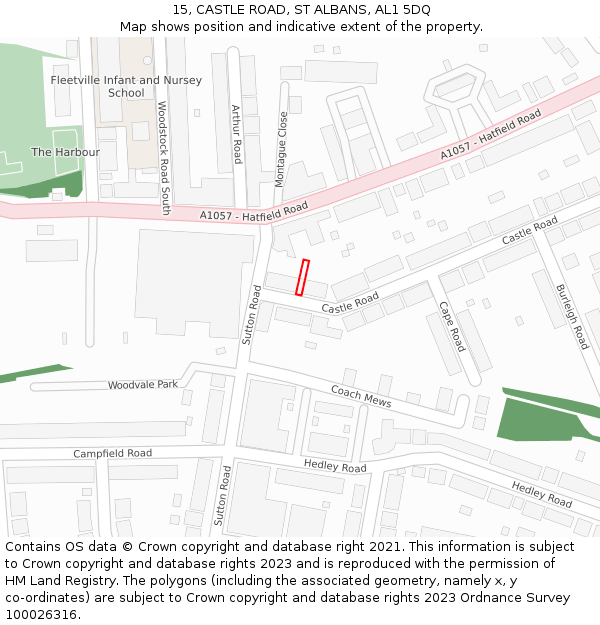 15, CASTLE ROAD, ST ALBANS, AL1 5DQ: Location map and indicative extent of plot