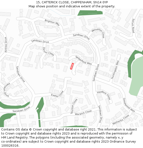 15, CATTERICK CLOSE, CHIPPENHAM, SN14 0YP: Location map and indicative extent of plot