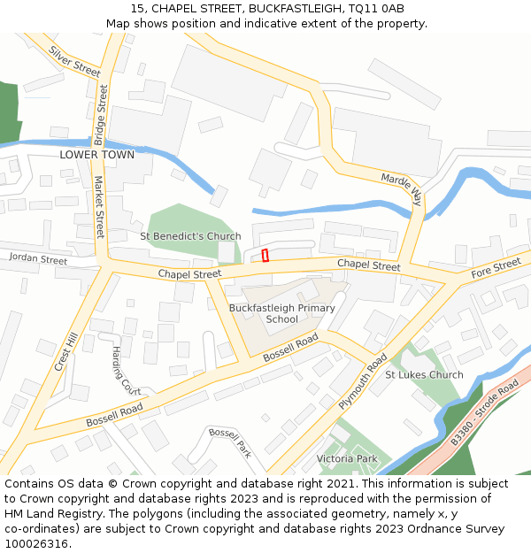 15, CHAPEL STREET, BUCKFASTLEIGH, TQ11 0AB: Location map and indicative extent of plot