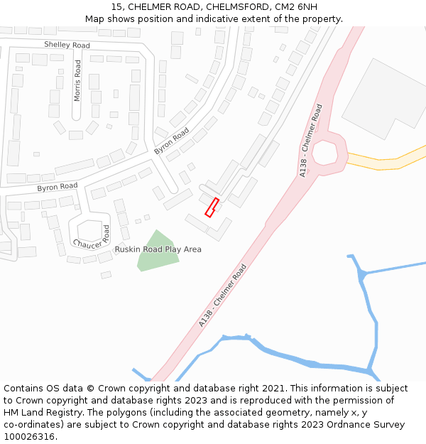 15, CHELMER ROAD, CHELMSFORD, CM2 6NH: Location map and indicative extent of plot