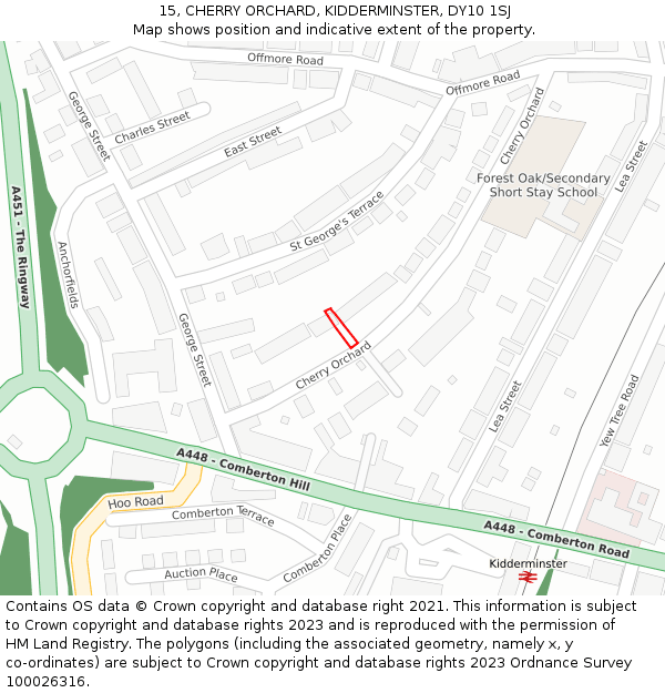 15, CHERRY ORCHARD, KIDDERMINSTER, DY10 1SJ: Location map and indicative extent of plot