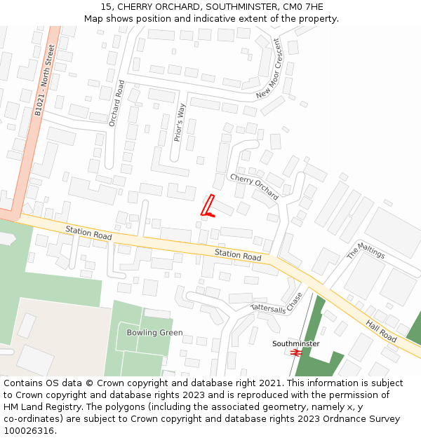 15, CHERRY ORCHARD, SOUTHMINSTER, CM0 7HE: Location map and indicative extent of plot