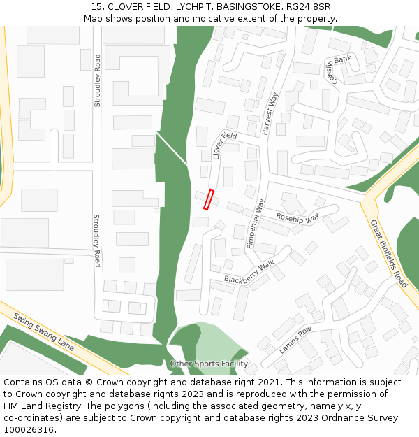 15, CLOVER FIELD, LYCHPIT, BASINGSTOKE, RG24 8SR: Location map and indicative extent of plot