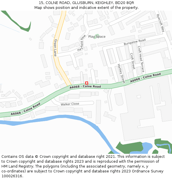 15, COLNE ROAD, GLUSBURN, KEIGHLEY, BD20 8QR: Location map and indicative extent of plot