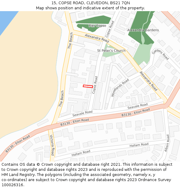 15, COPSE ROAD, CLEVEDON, BS21 7QN: Location map and indicative extent of plot