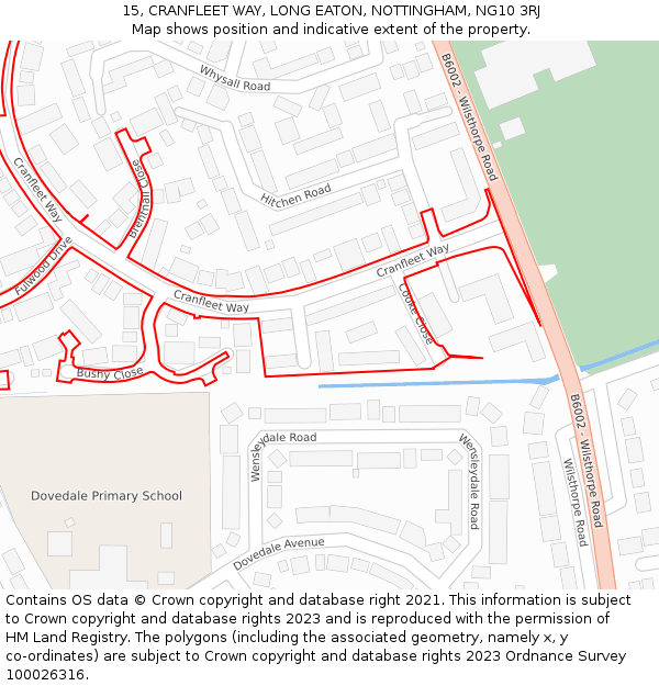 15, CRANFLEET WAY, LONG EATON, NOTTINGHAM, NG10 3RJ: Location map and indicative extent of plot