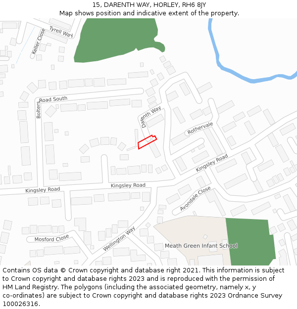 15, DARENTH WAY, HORLEY, RH6 8JY: Location map and indicative extent of plot