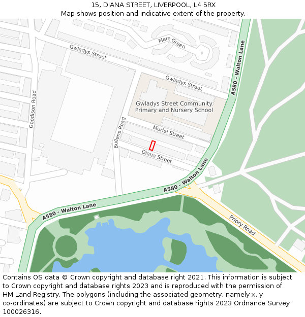 15, DIANA STREET, LIVERPOOL, L4 5RX: Location map and indicative extent of plot