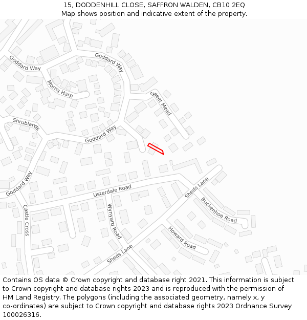 15, DODDENHILL CLOSE, SAFFRON WALDEN, CB10 2EQ: Location map and indicative extent of plot