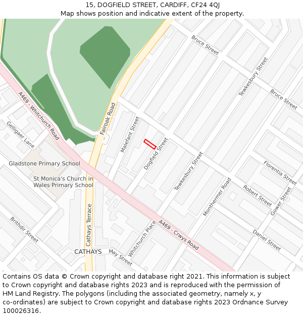 15, DOGFIELD STREET, CARDIFF, CF24 4QJ: Location map and indicative extent of plot