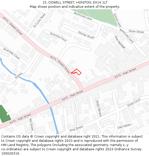 15, DOWELL STREET, HONITON, EX14 1LT: Location map and indicative extent of plot