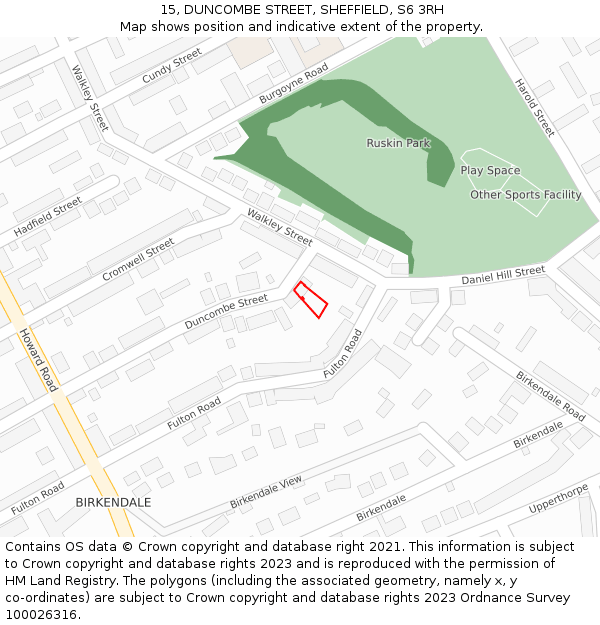 15, DUNCOMBE STREET, SHEFFIELD, S6 3RH: Location map and indicative extent of plot