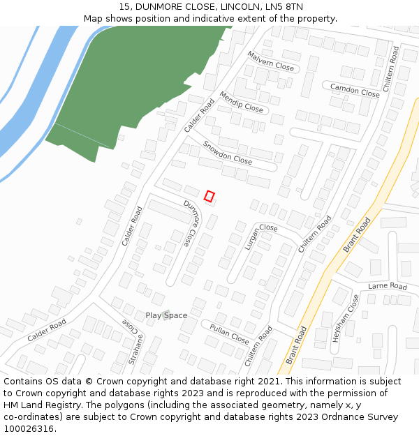 15, DUNMORE CLOSE, LINCOLN, LN5 8TN: Location map and indicative extent of plot