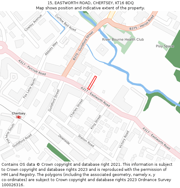 15, EASTWORTH ROAD, CHERTSEY, KT16 8DQ: Location map and indicative extent of plot