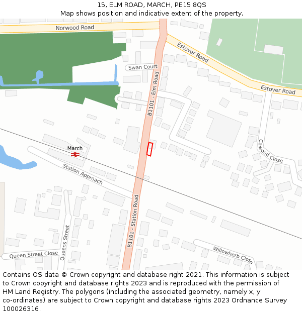 15, ELM ROAD, MARCH, PE15 8QS: Location map and indicative extent of plot