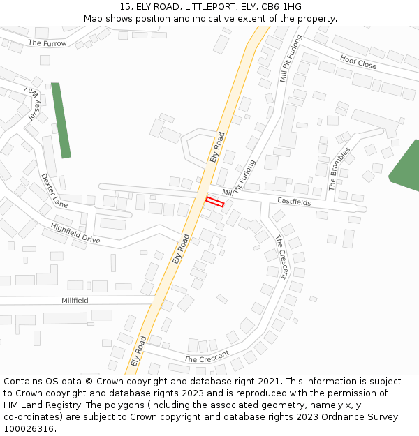 15, ELY ROAD, LITTLEPORT, ELY, CB6 1HG: Location map and indicative extent of plot
