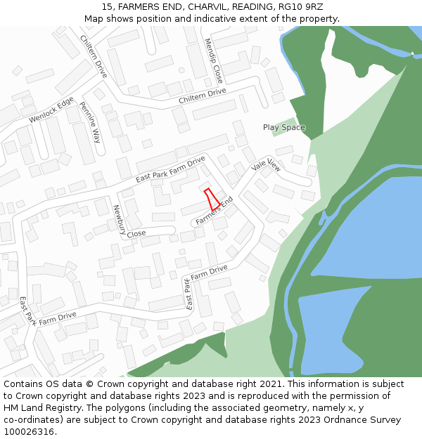 15, FARMERS END, CHARVIL, READING, RG10 9RZ: Location map and indicative extent of plot