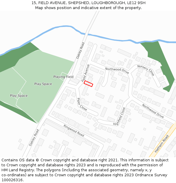 15, FIELD AVENUE, SHEPSHED, LOUGHBOROUGH, LE12 9SH: Location map and indicative extent of plot