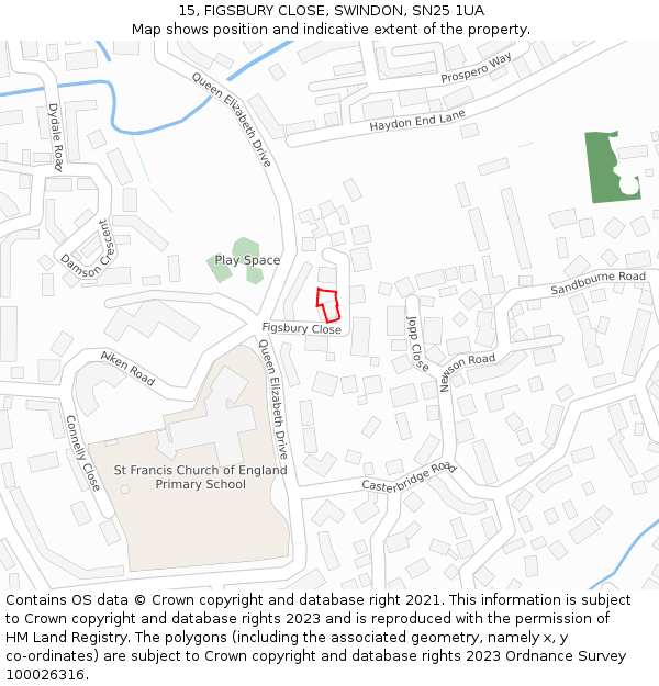 15, FIGSBURY CLOSE, SWINDON, SN25 1UA: Location map and indicative extent of plot