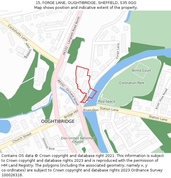 15, FORGE LANE, OUGHTIBRIDGE, SHEFFIELD, S35 0GG: Location map and indicative extent of plot