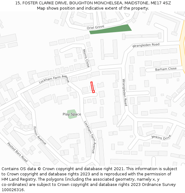 15, FOSTER CLARKE DRIVE, BOUGHTON MONCHELSEA, MAIDSTONE, ME17 4SZ: Location map and indicative extent of plot