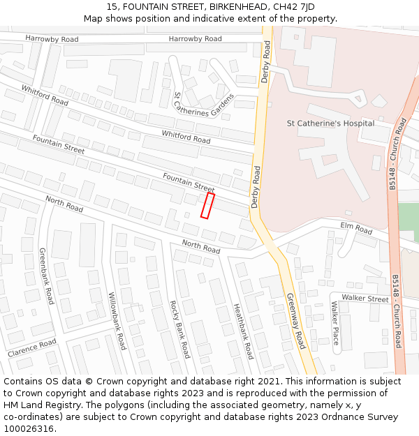 15, FOUNTAIN STREET, BIRKENHEAD, CH42 7JD: Location map and indicative extent of plot