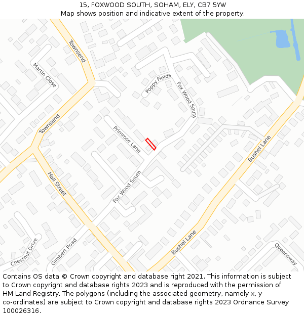 15, FOXWOOD SOUTH, SOHAM, ELY, CB7 5YW: Location map and indicative extent of plot